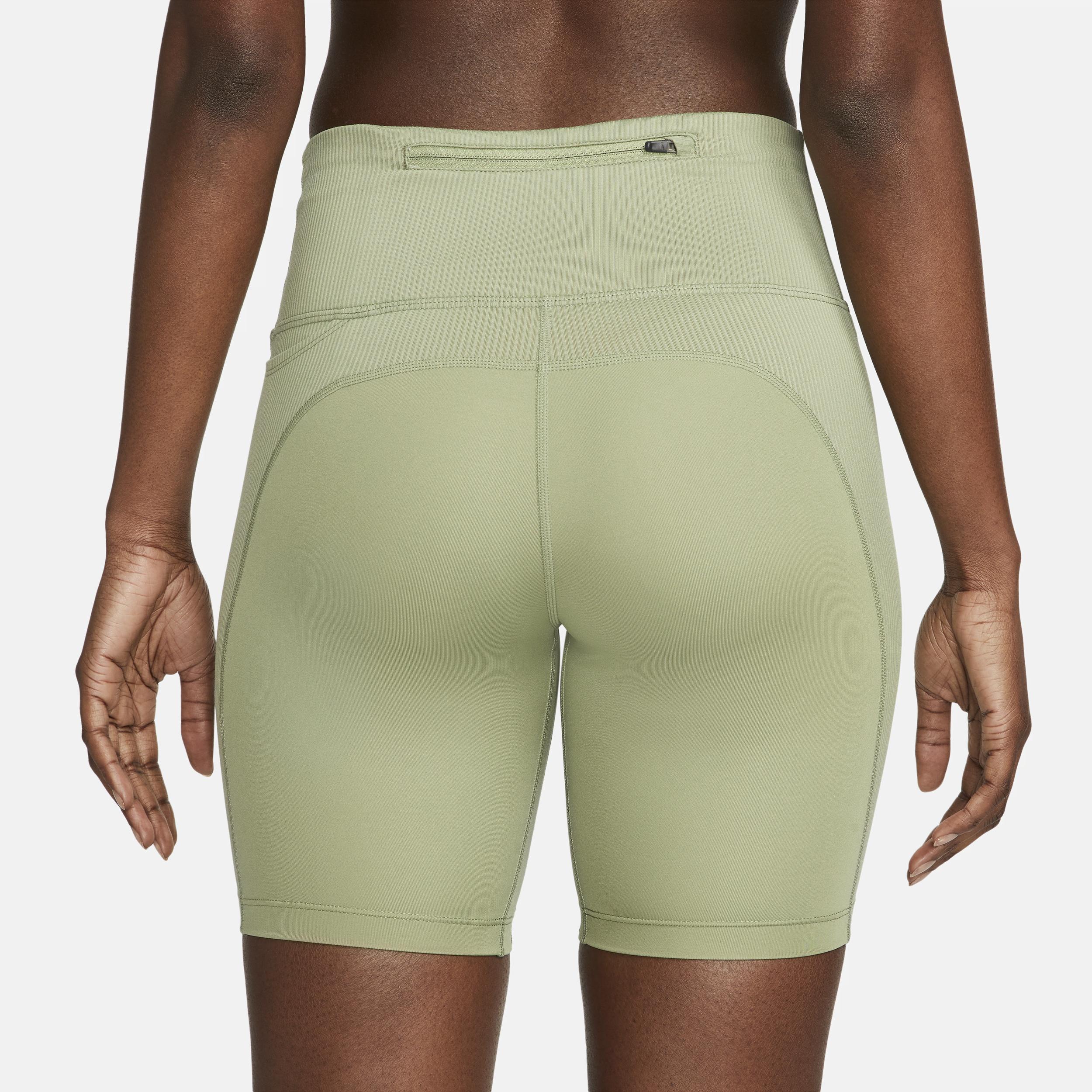 Nike Women's Tight Mid-Rise Ribbed-Panel Running Shorts with Pockets Product Image