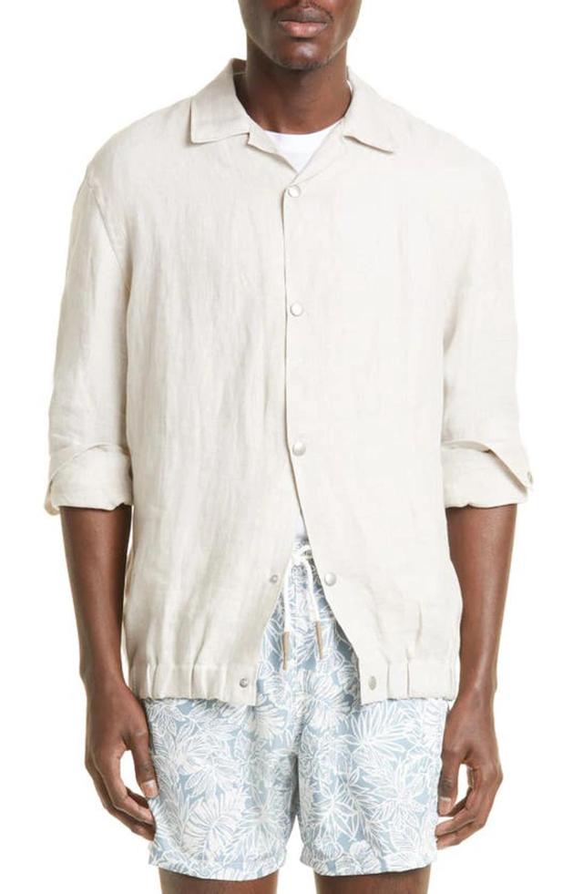 Linen Overshirt In Sand Product Image