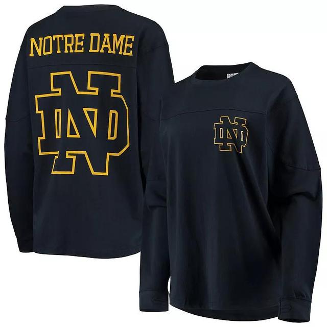 Womens Pressbox Navy Notre Dame Fighting Irish The Big Shirt Oversized Long Sleeve T-shirt Product Image