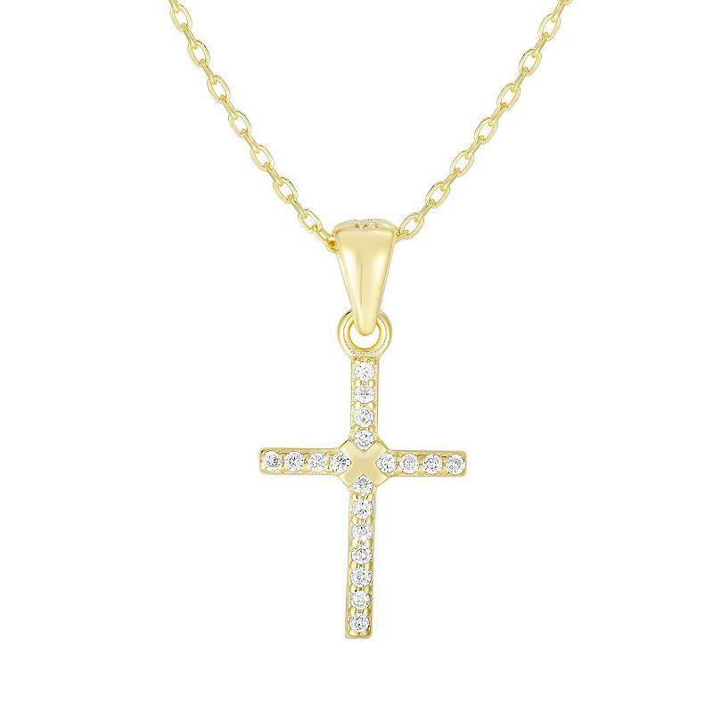 Sunkissed Sterling Cubic Zirconia Cross Pendant Necklace, Womens, Gold Tone Product Image