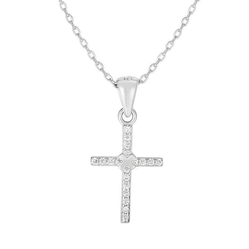 Sunkissed Sterling Cubic Zirconia Cross Pendant Necklace, Womens, Silver Tone Product Image