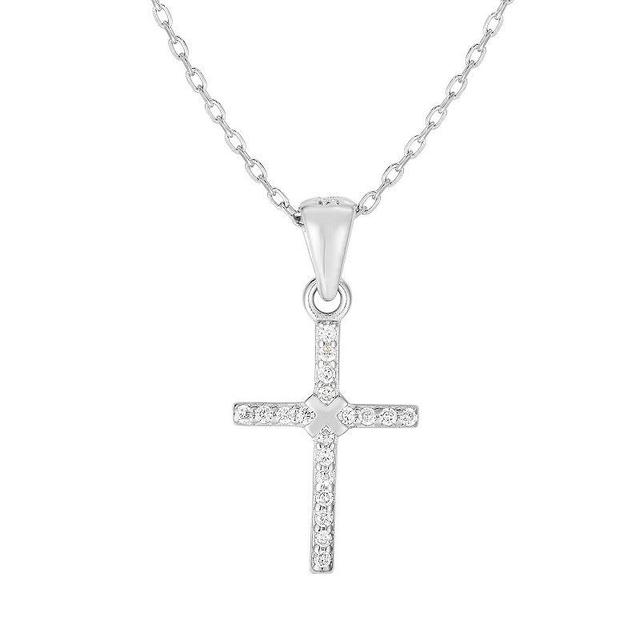 Sunkissed Sterling Cubic Zirconia Cross Pendant Necklace, Womens, Silver Tone Product Image