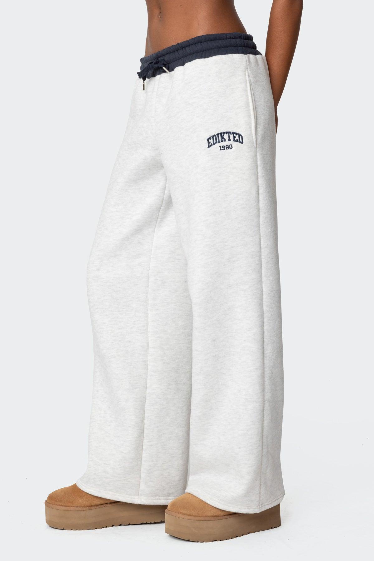 Edikted Contrast Embroidered Sweatpants Product Image