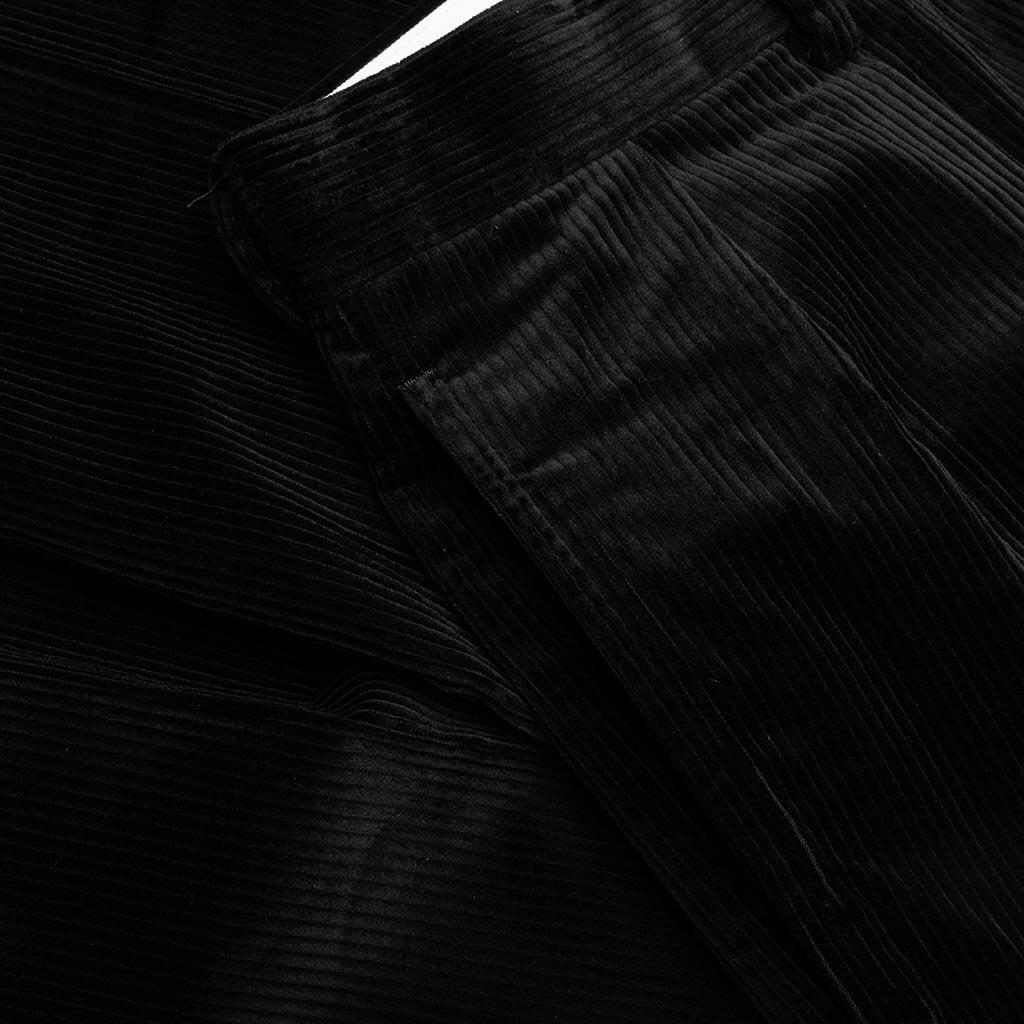 Double Pleated Corduroy Trousers - Black Male Product Image