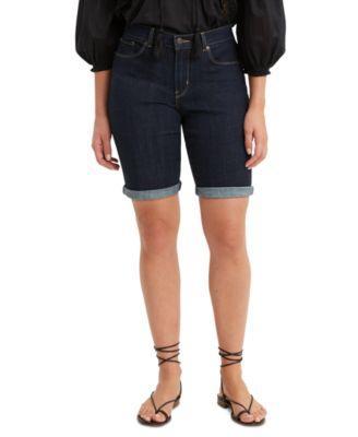 Women's Stretch Mid Rise Denim Bermuda Shorts Product Image