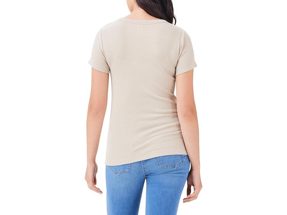 NIC+ZOE Perfect Knit Rib Short Sleeve Crew Tee (Brown Rice) Women's Clothing Product Image