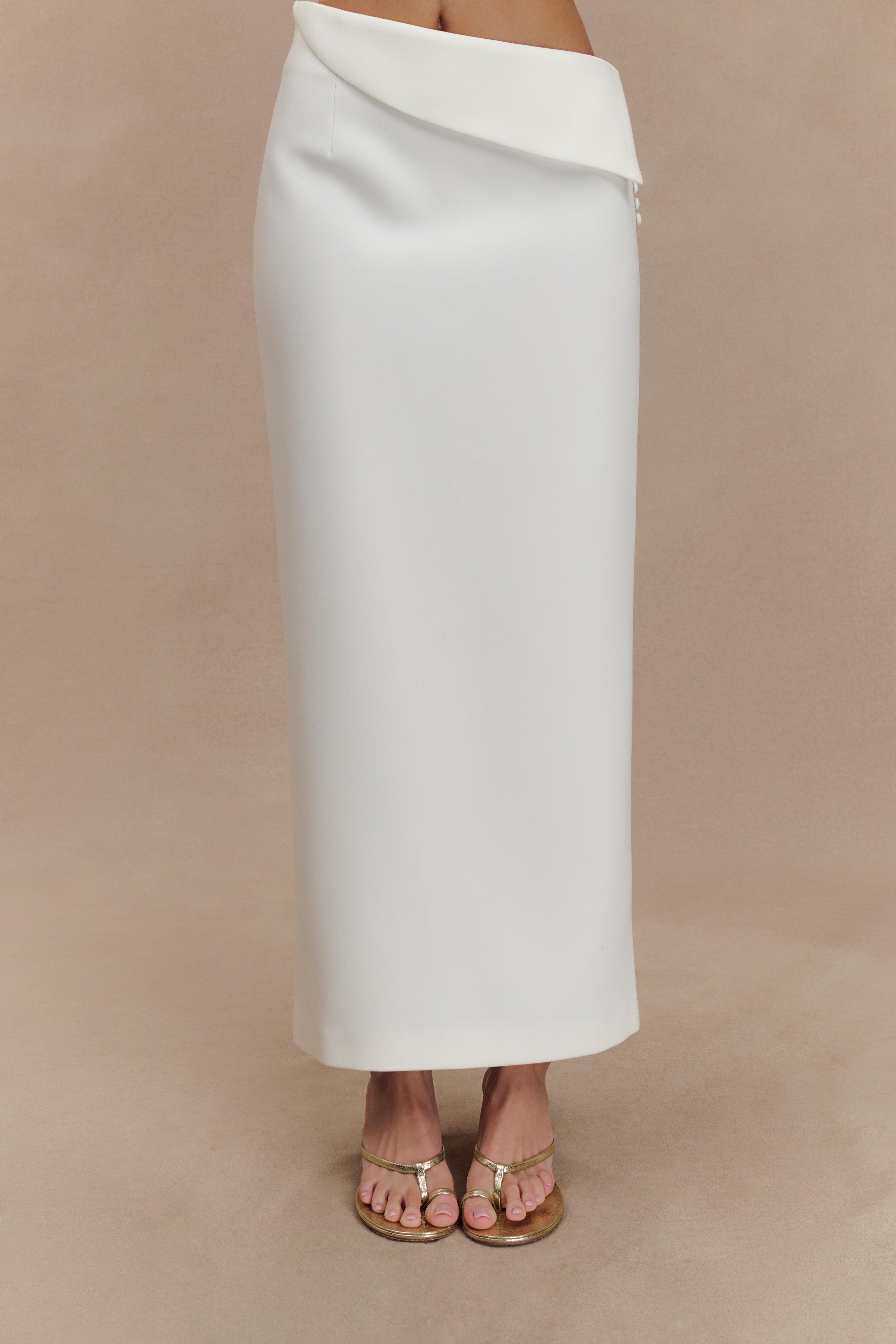 Astrid Suiting Midi Skirt - White Product Image