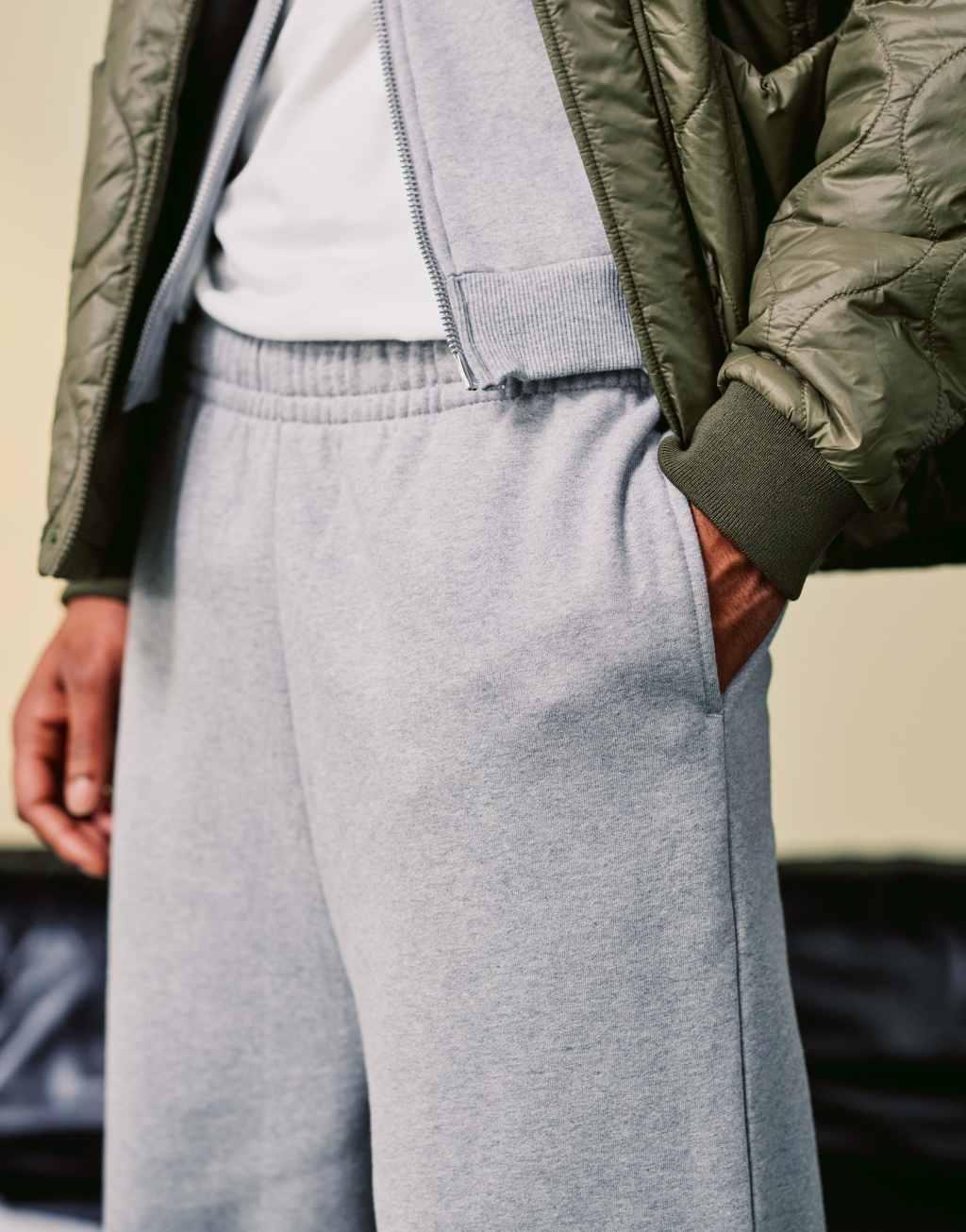 ASOS DESIGN premium heavyweight wide leg sweatpants 400gsm in gray heather Product Image