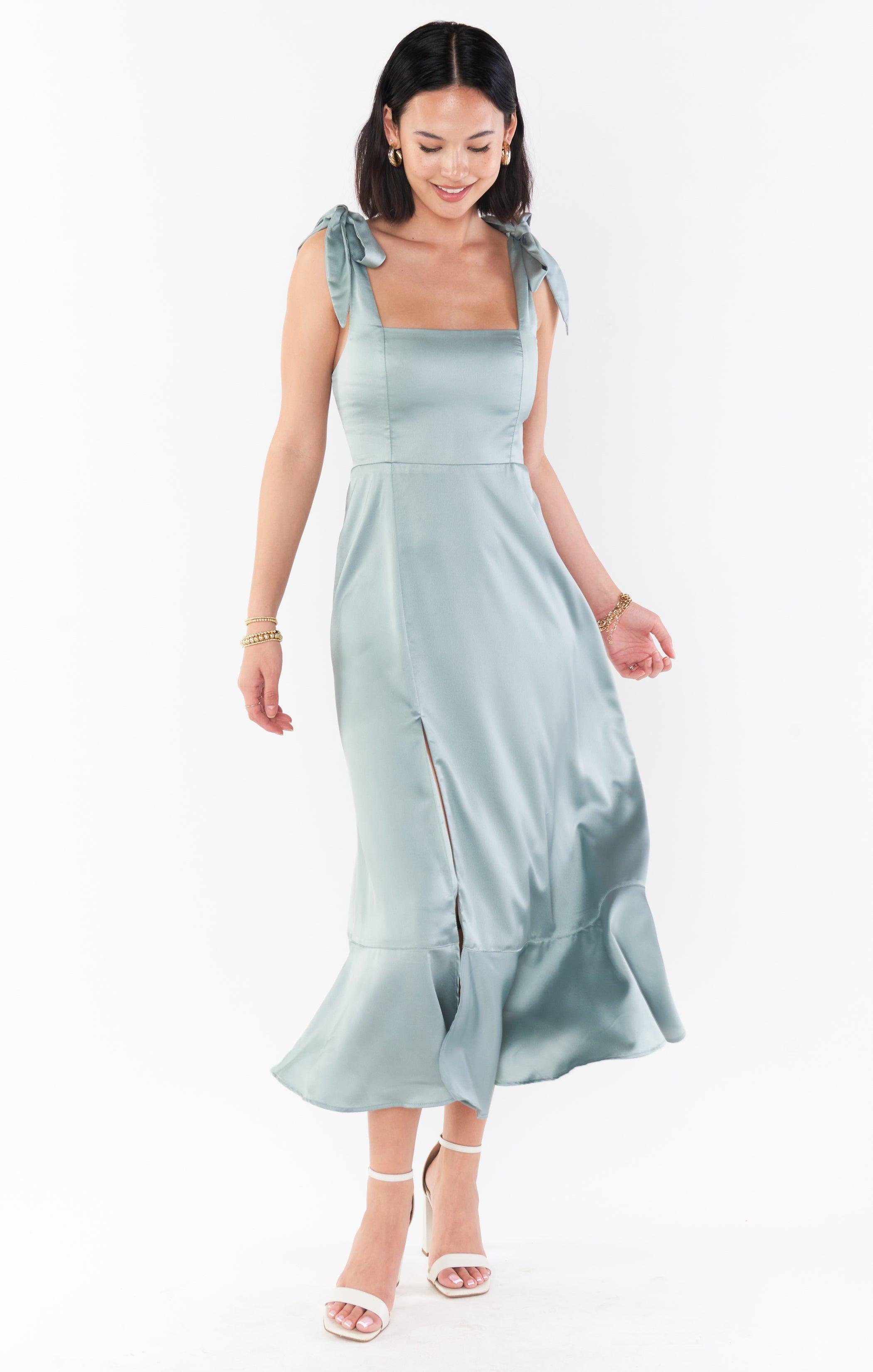 Claire Midi Dress ~ Silver Sage Luxe Satin Product Image