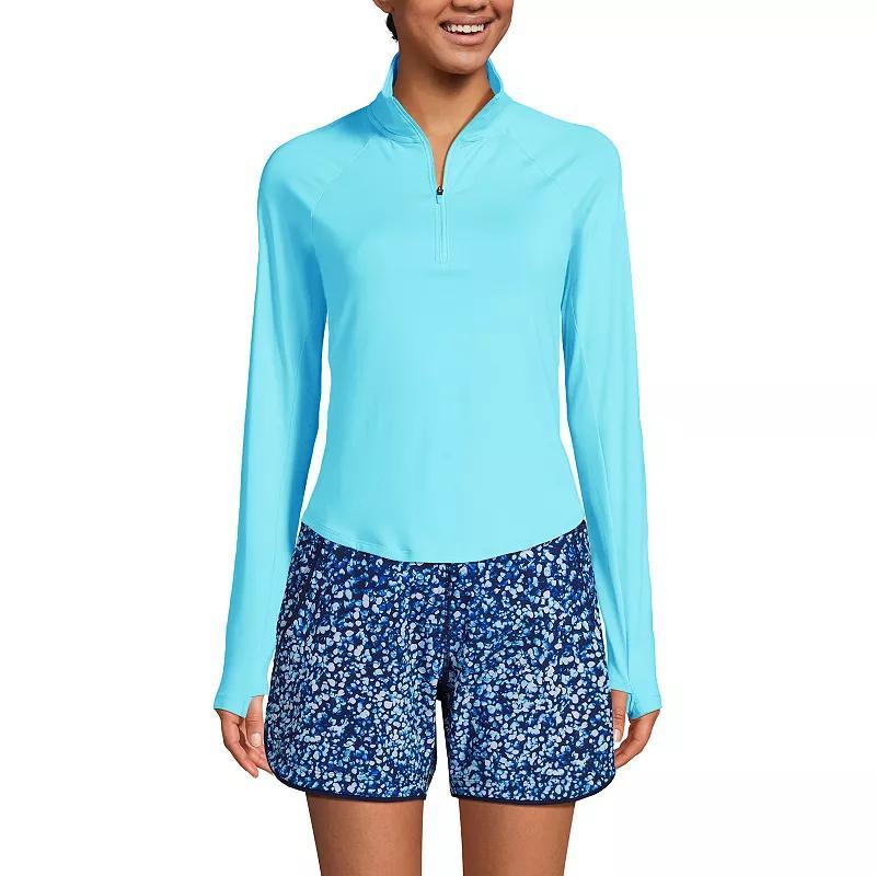 Womens Lands End Quarter-Zip Long Sleeve UPF 50 Swim Cover-Up Rash Guard Product Image