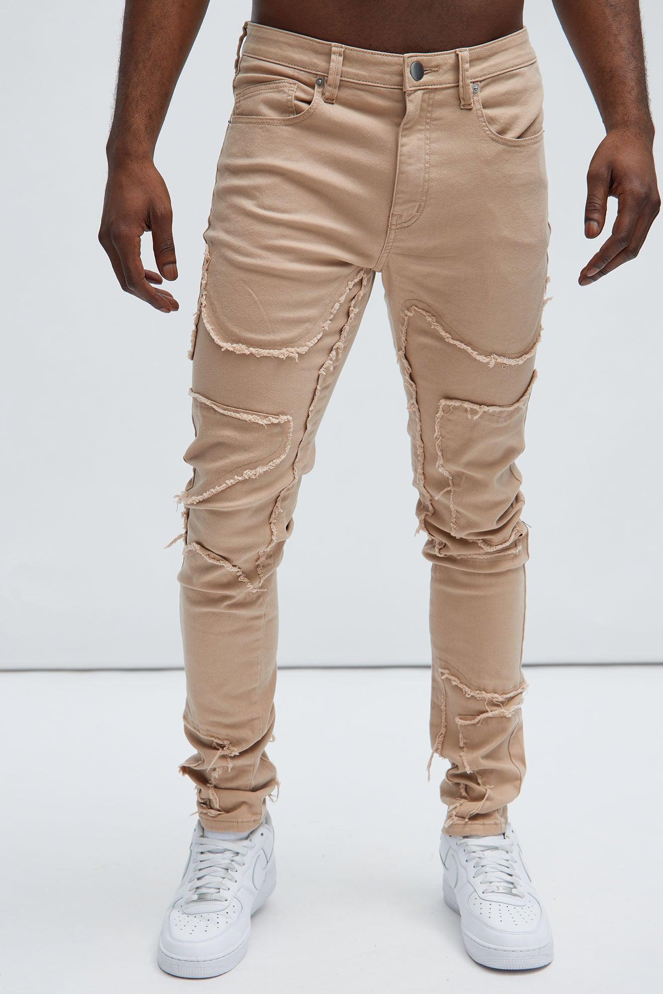 Got Your Back Patched Stacked Skinny Jeans - Taupe Product Image