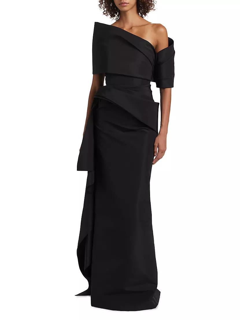 Asymmetric Draped Faille Gown Product Image