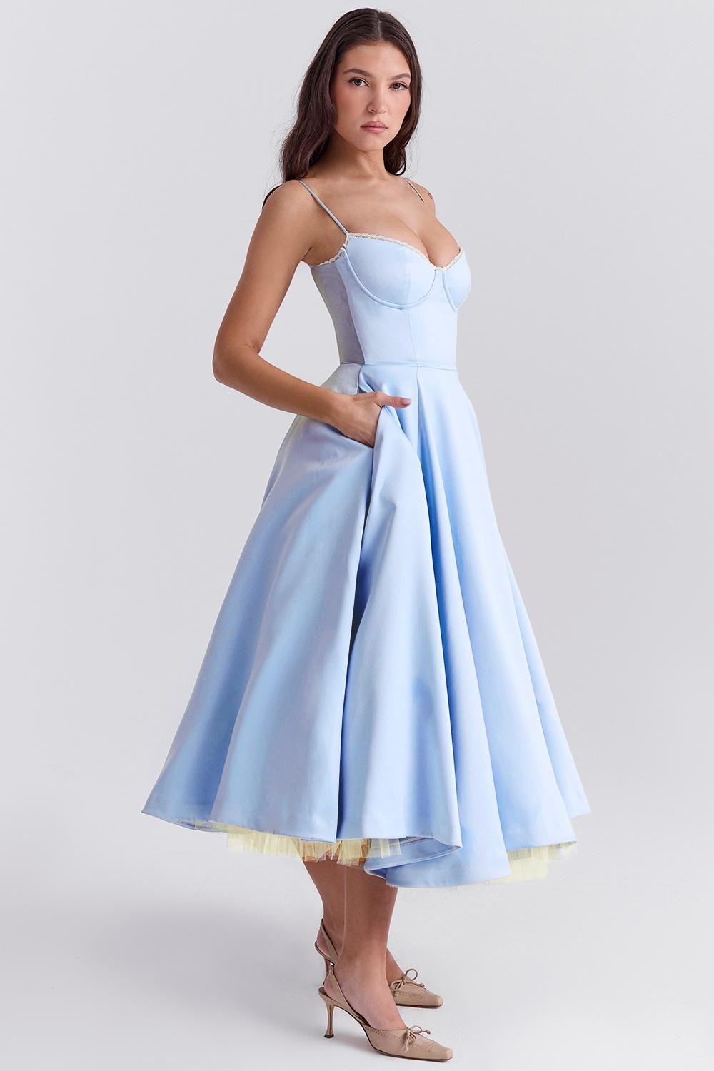 Mademoiselle Cinderella Blue Tulle Midi Dress Product Image