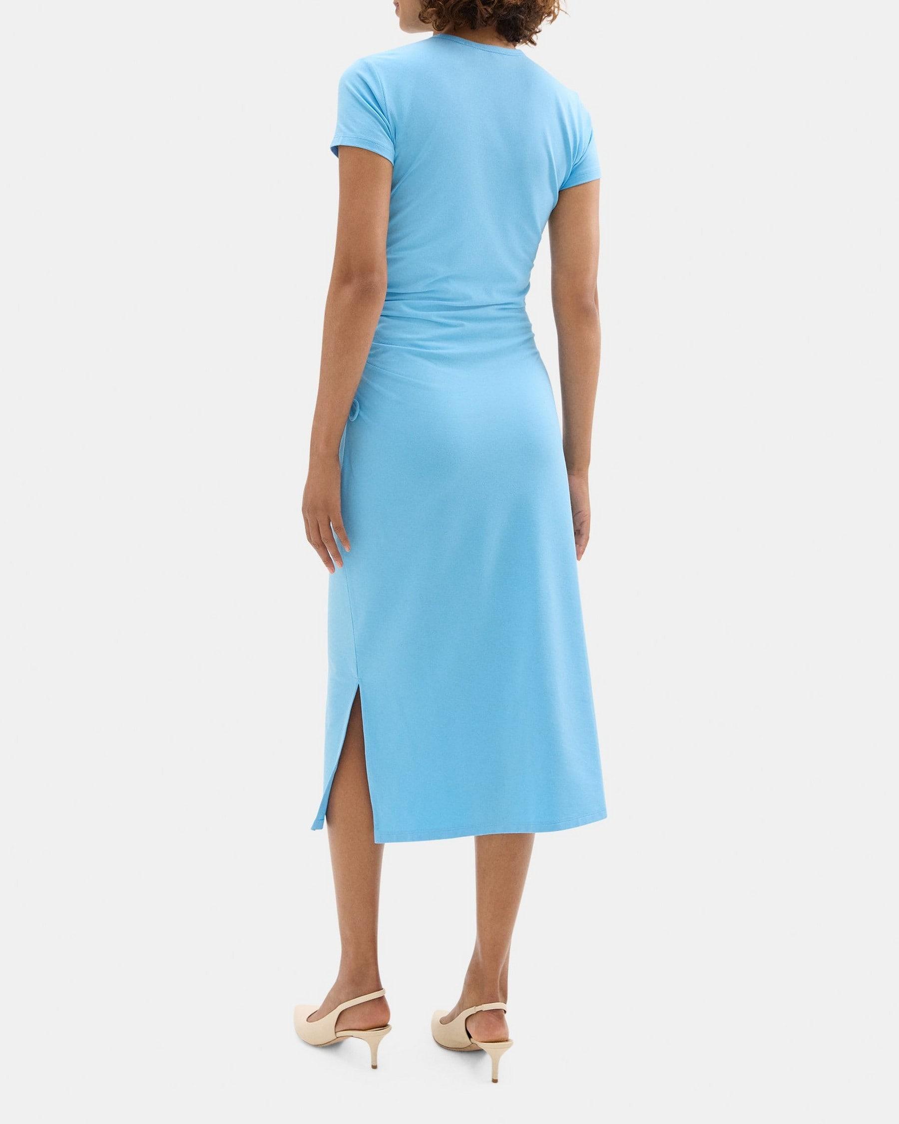 Gathered Dress in Stretch Cotton-Modal Product Image