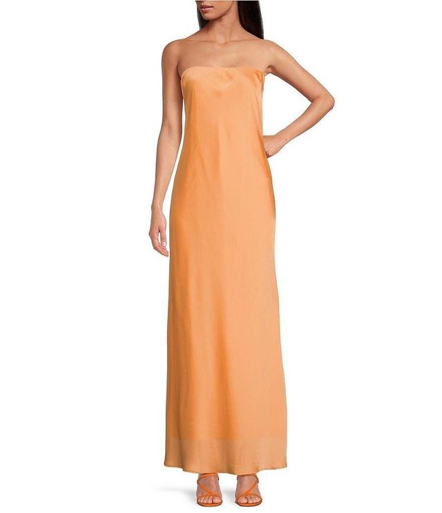 Gianni Bini x Caelynn Bell Jai Satin Strapless Tie Back Sheath Maxi Dress Product Image