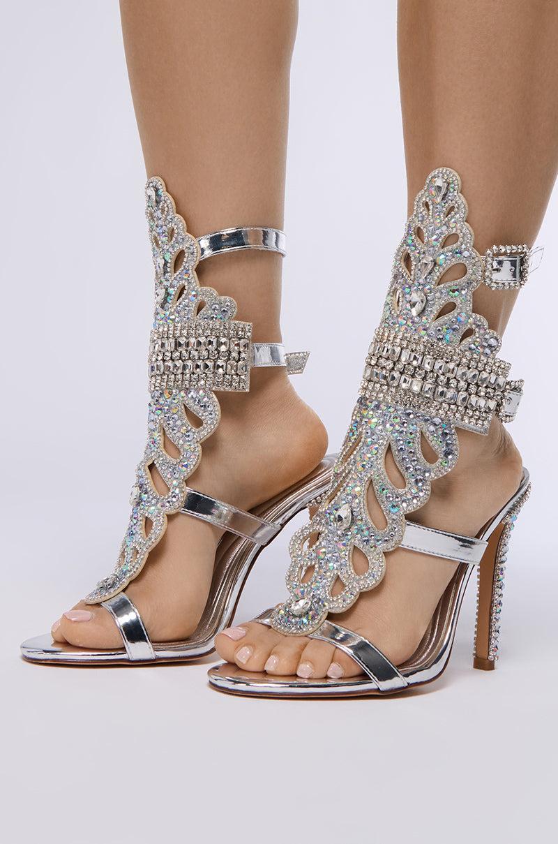 AZALEA WANG CIBRIAN SILVER GLADIATOR EMBELLISHED SANDAL Product Image