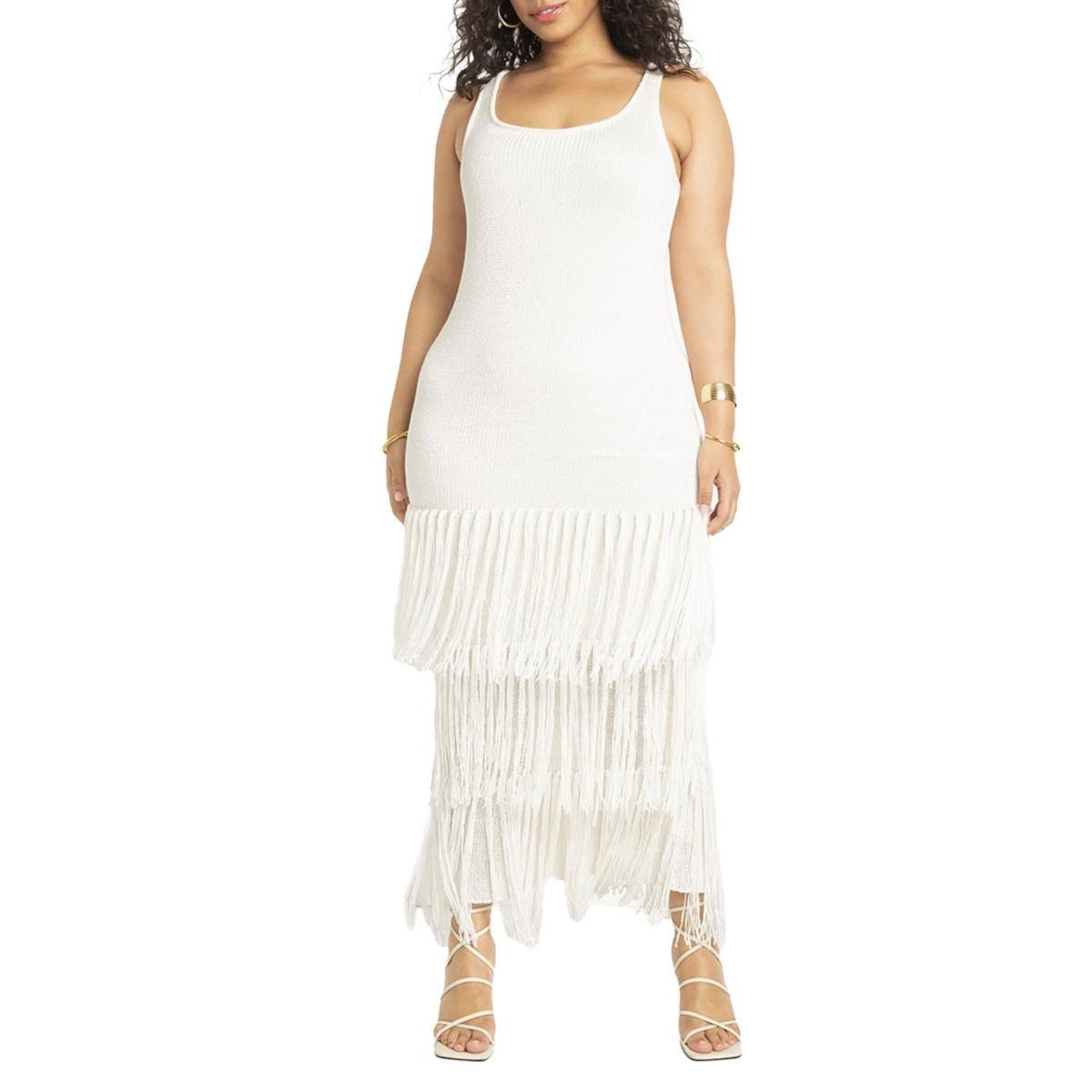 Eloquii Womens Fringe Sweater Dress Product Image