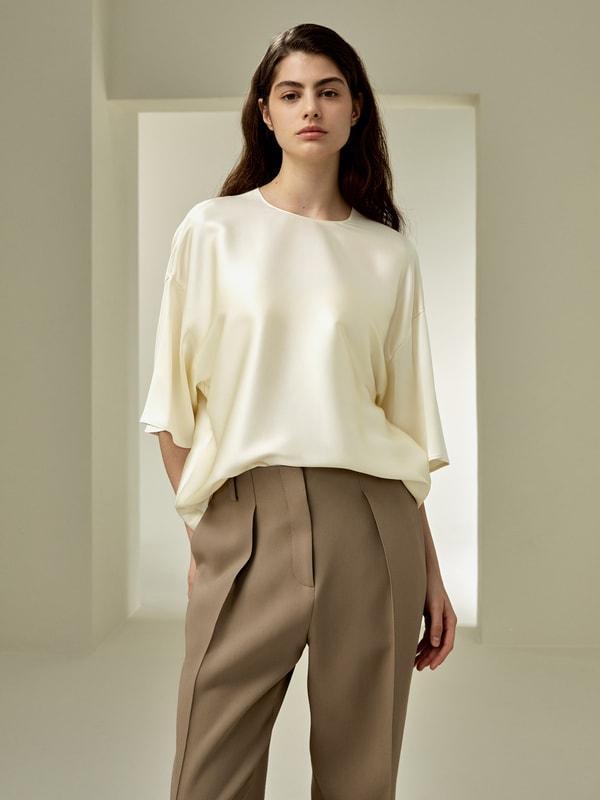 Relaxed Silk Crewneck Blouse Product Image