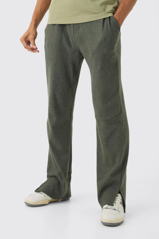 Relaxed Brushed Ottoman Rib Split Hem Sweatpants | boohooMAN USA Product Image