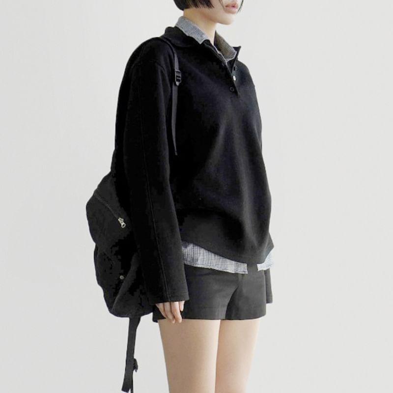 Mock Two-Piece Plain Pullover Product Image