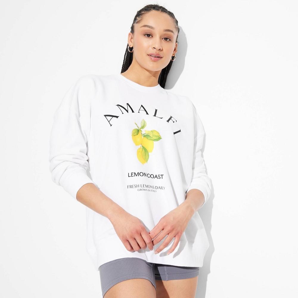 Womens Oversized Graphic Sweatshirt - Wild Fable White XXS Product Image