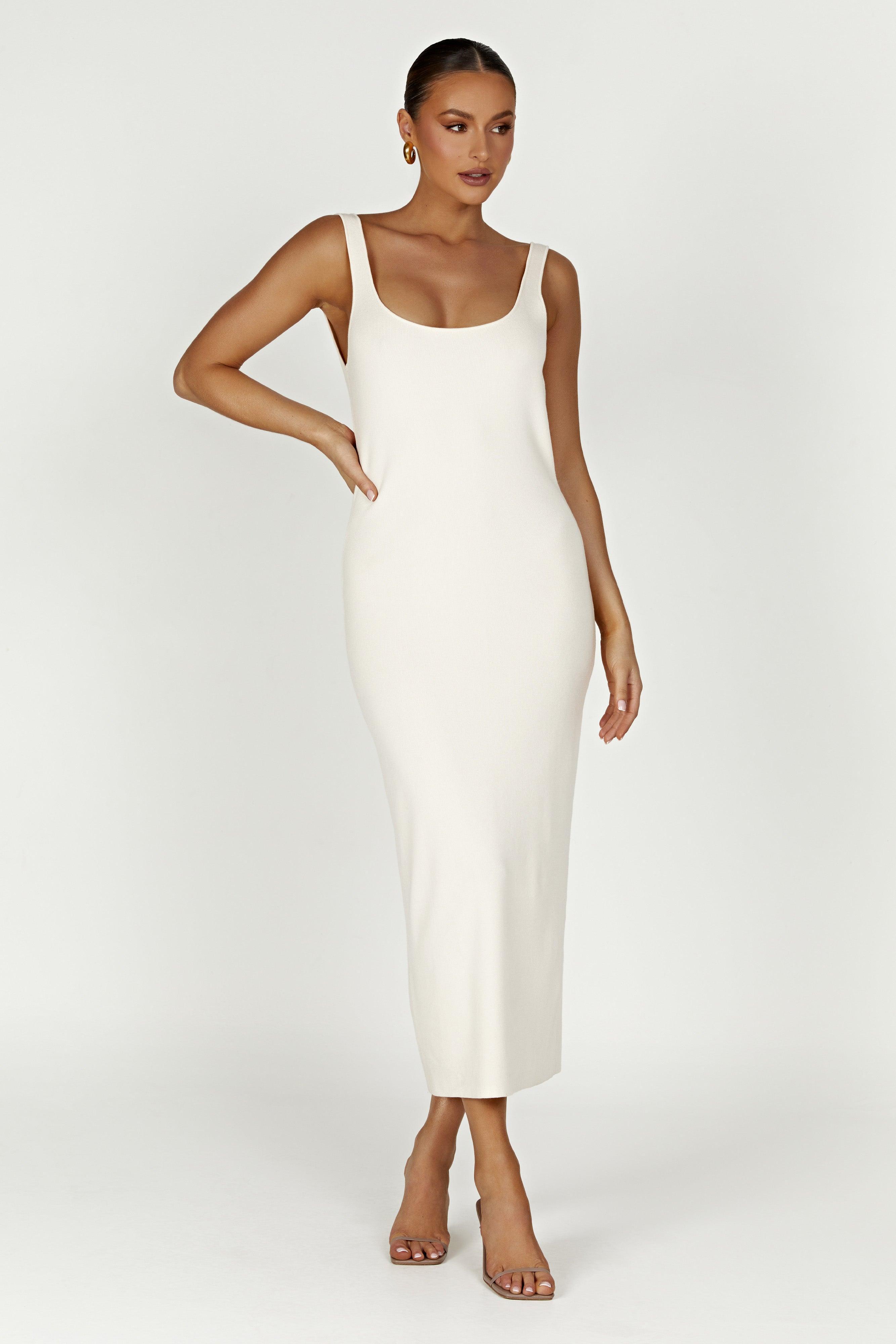 Janie Backless Knit Midi Dress - Cream Product Image