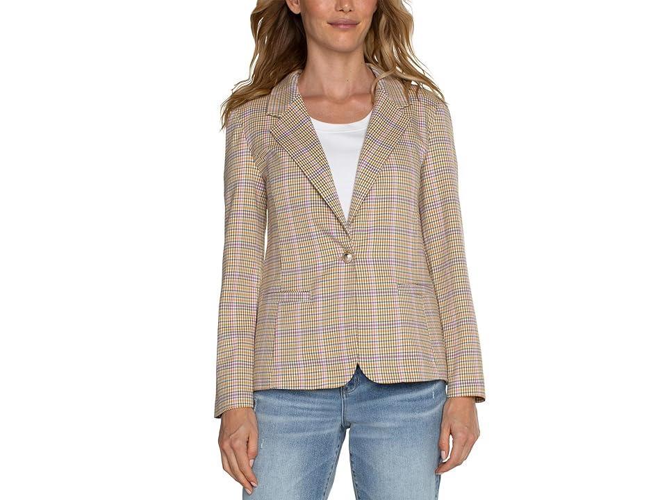 Liverpool Los Angeles Fitted Blazer Woven Yarn Dyed Check (Orange Multi Check) Women's Jacket Product Image