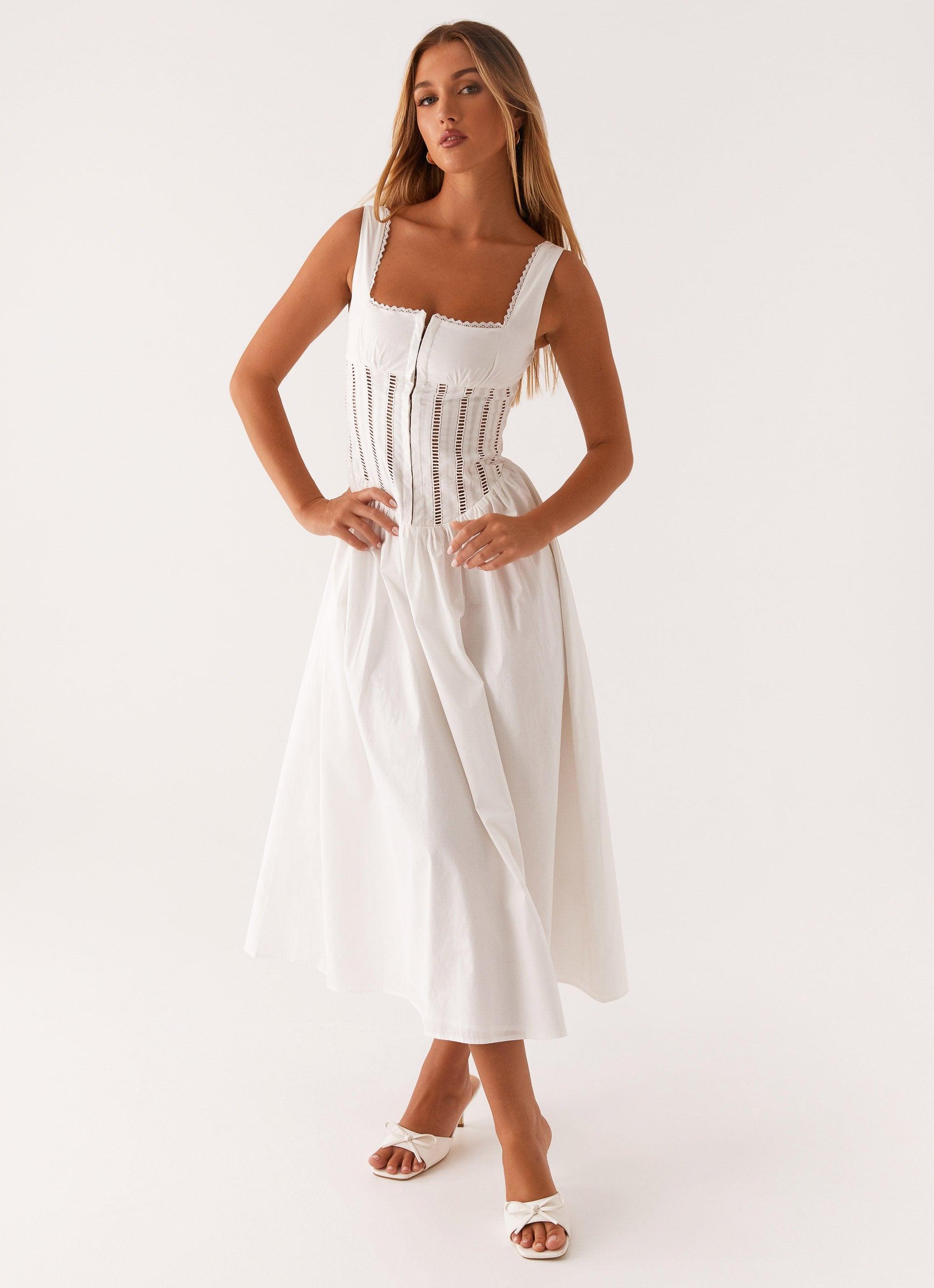 Waiting On You Midi Dress - White Product Image