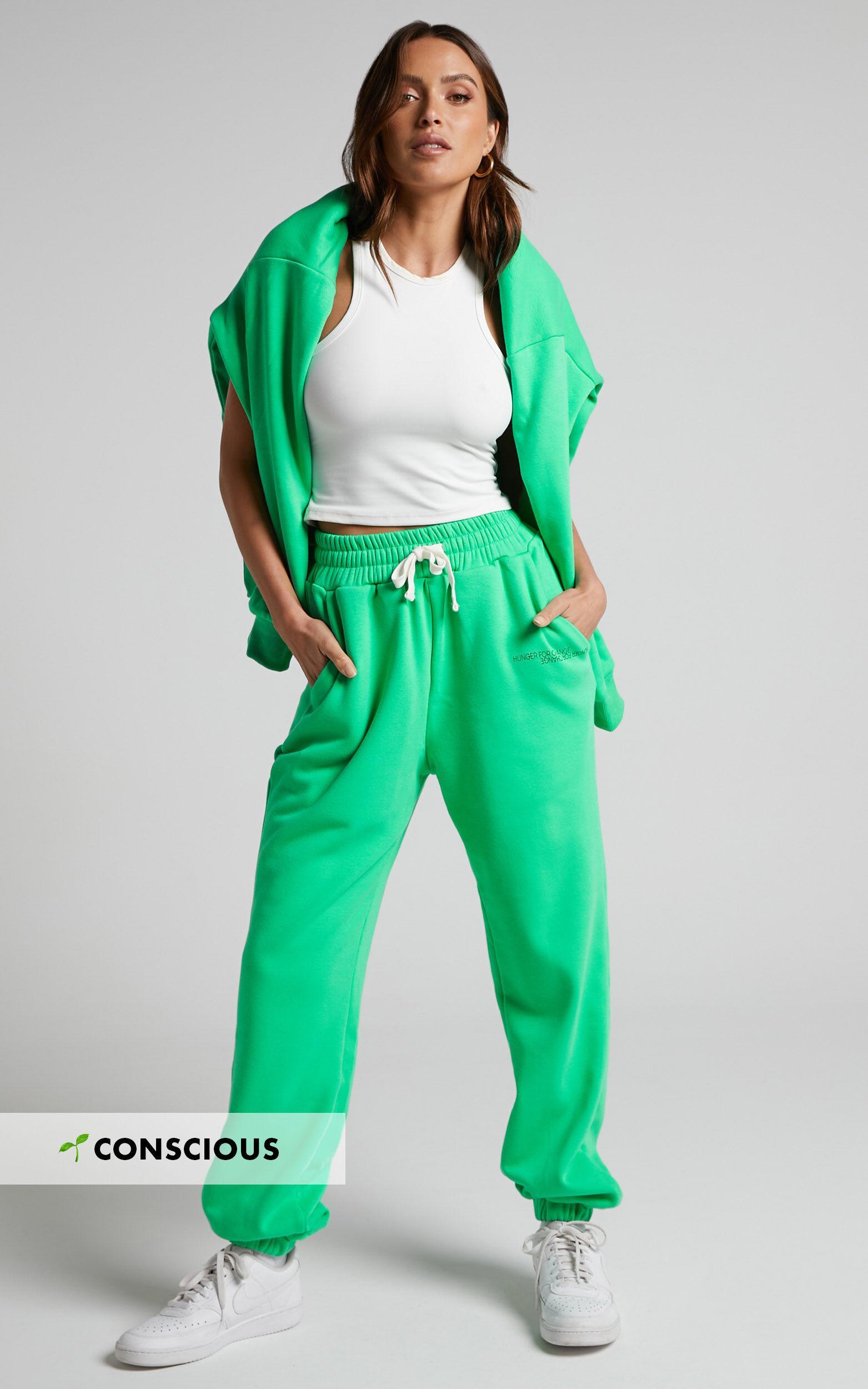 The Hunger Project x Showpo Mid Waisted Sweatpants in Green Product Image