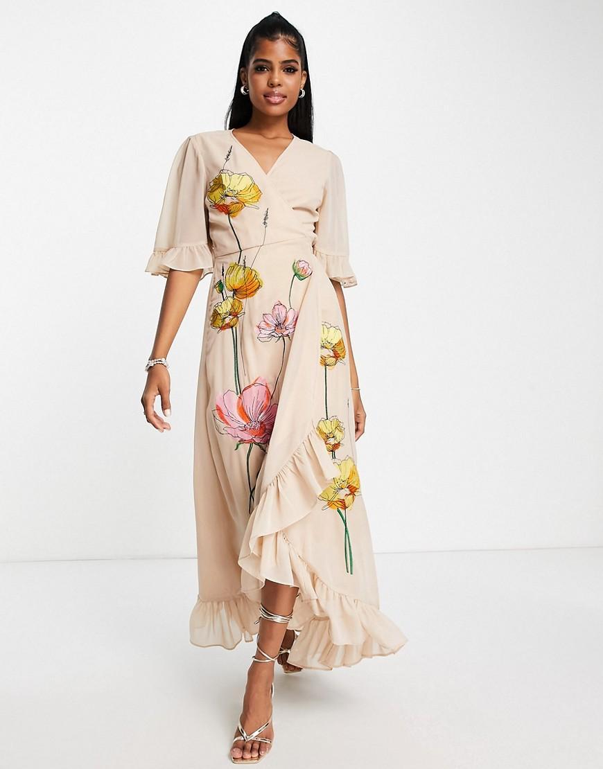 Hope & Ivy embroidered wrap maxi dress Product Image