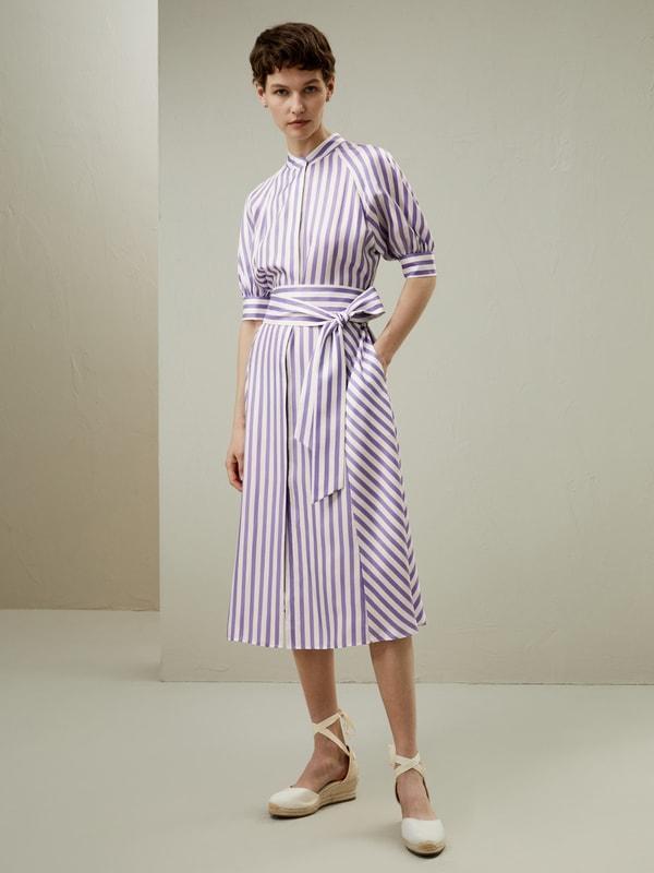 Lavender Striped Silk Shirtdress Product Image