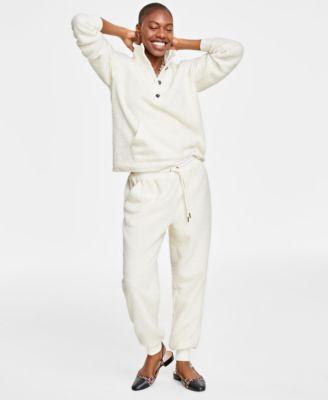 On 34th Womens Long Sleeve Sherpa Sweatshirt Pull On High Rise Sherpa Joggers Created For Macys product image