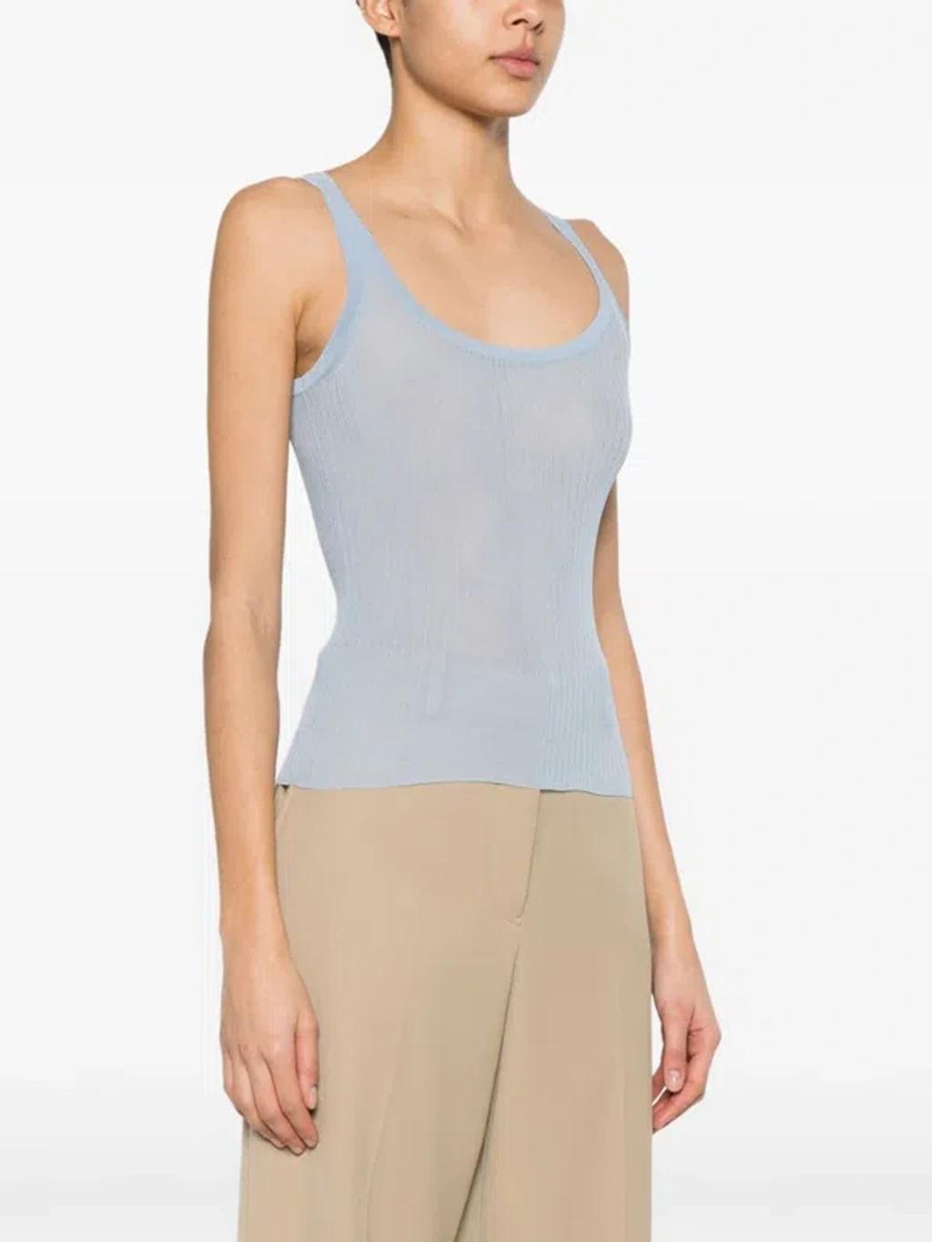 MAX MARA Silk Tank Top In Blue Product Image