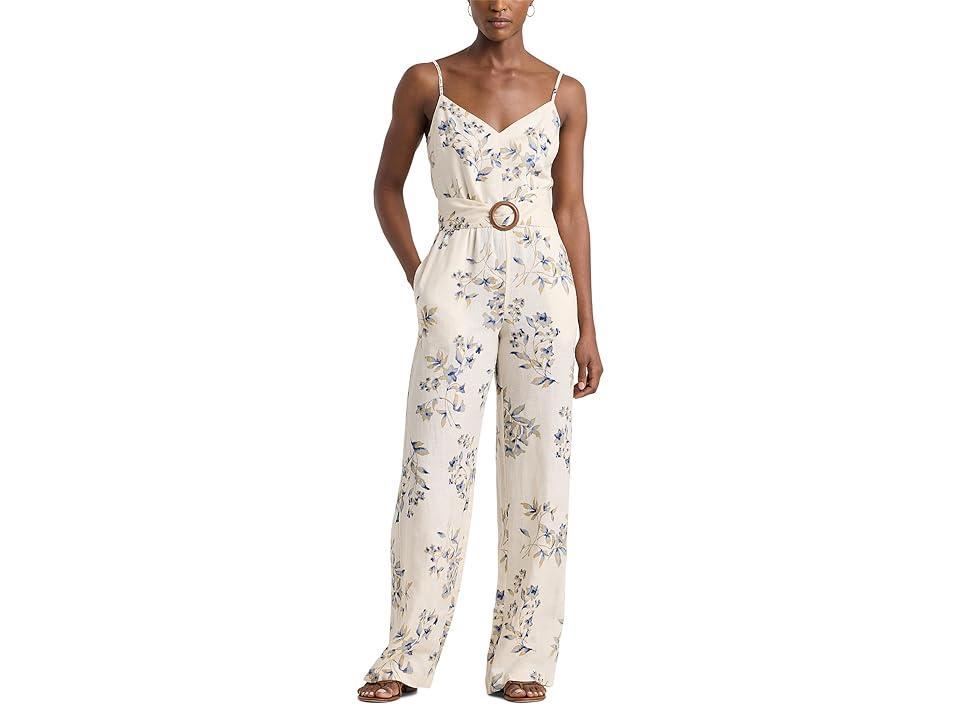 LAUREN Ralph Lauren Floral Linen Belted Wide-Leg Jumpsuit Multi) Women's Jumpsuit & Rompers One Piece Product Image