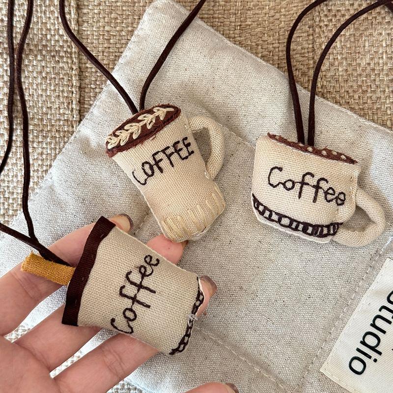 Coffee Fabric Pendant Cord Necklace (Various Designs) Product Image