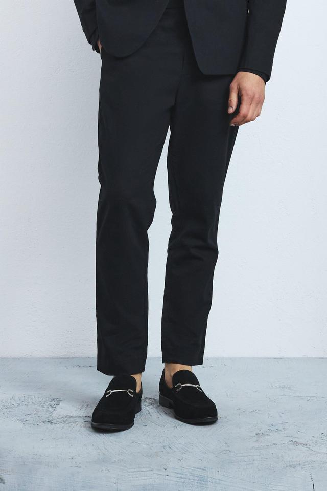 Mens Black Linen Blend Tailored Trousers, Black Product Image