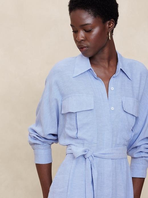 Linen-Blend Utility Mini Shirtdress Product Image