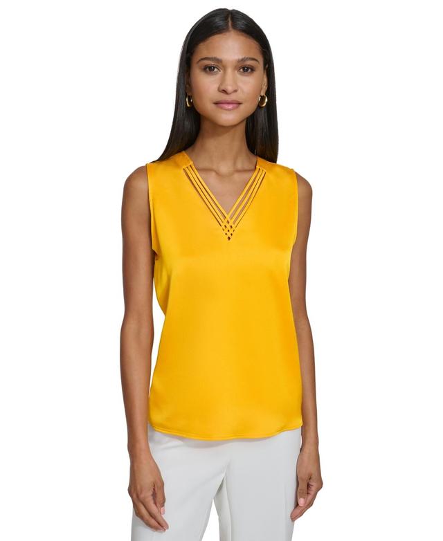 Karl Lagerfeld Womens Strappy-Neck Sleeveless Top Product Image