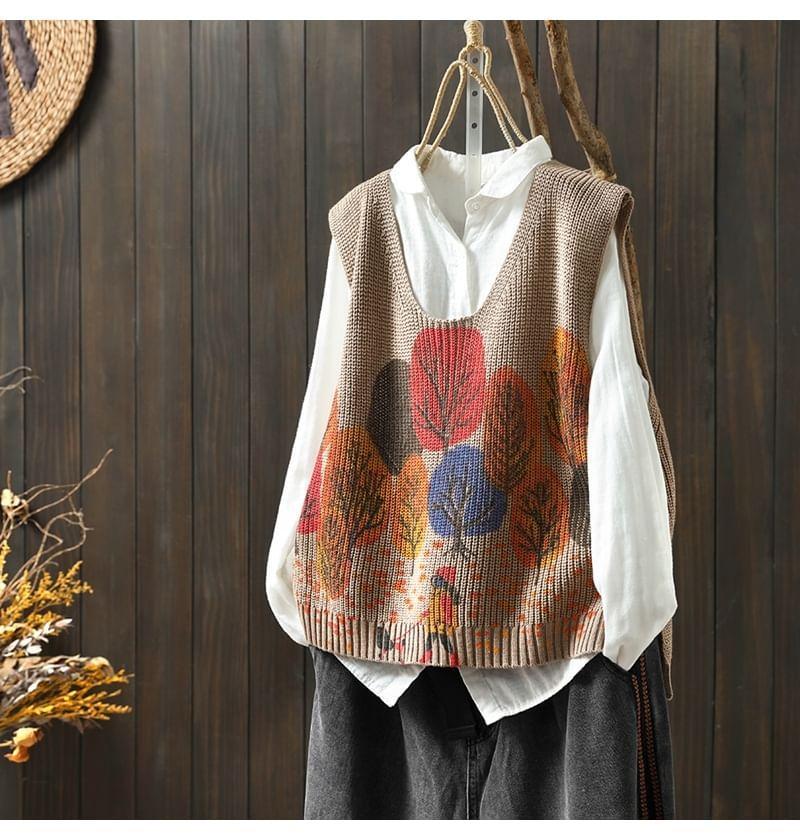 U-Neck Jacquard Sweater Vest Product Image