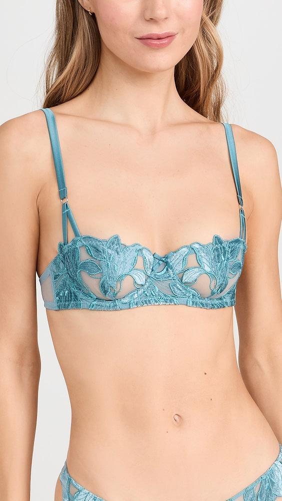 Fleur du Mal Velvet Lily Embrodiery Balconette Bra | Shopbop Product Image