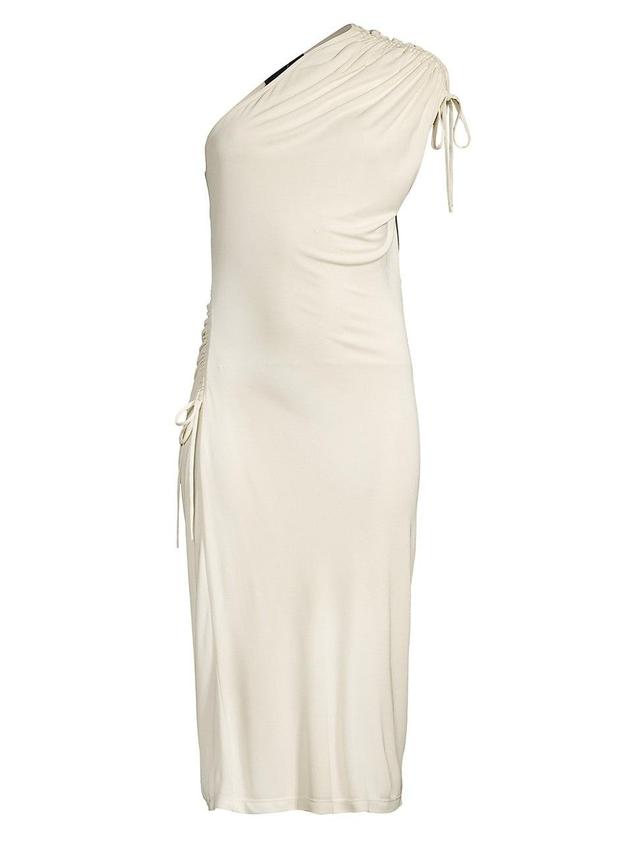 Womens Ruched One-Shoulder Midi-Dress Product Image