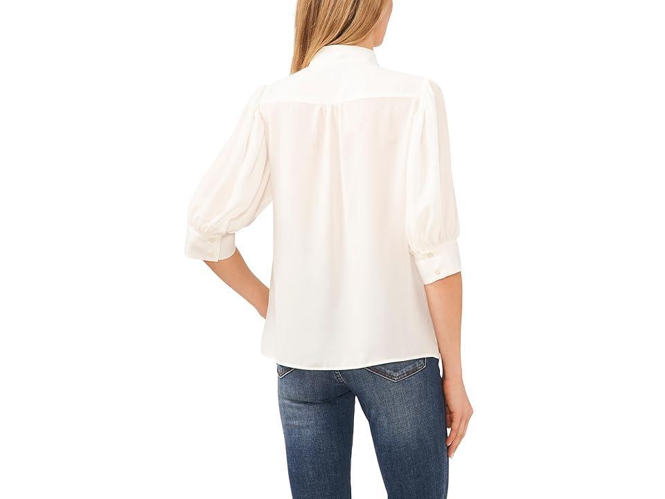 CeCe Elbow Sleeve Open Collar Blouse (New Ivory) Women's Clothing Product Image