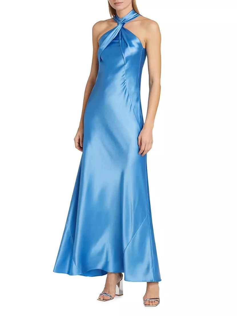 Portico Satin Twist Halter Gown Product Image