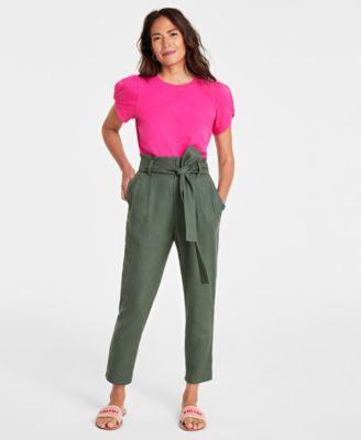 Women's Belted Paperbag Pants, Created for Macy's Product Image