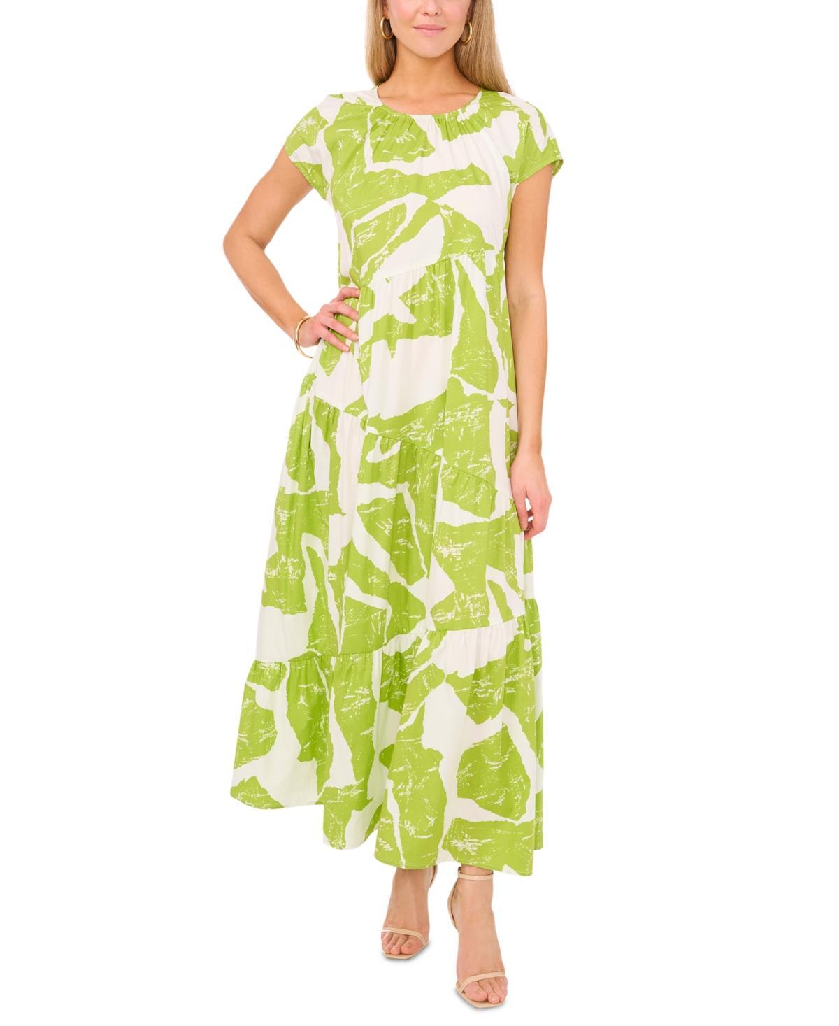 Msk Womens Printed Cap-Sleeve Maxi Dress product image