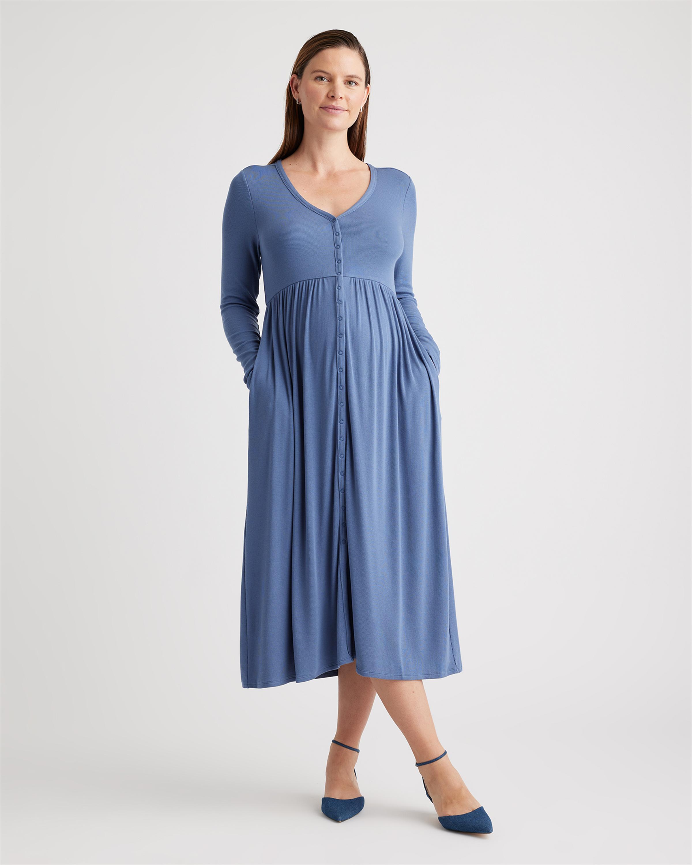 Tencel Rib Maternity & Nursing Button Front Dress Product Image