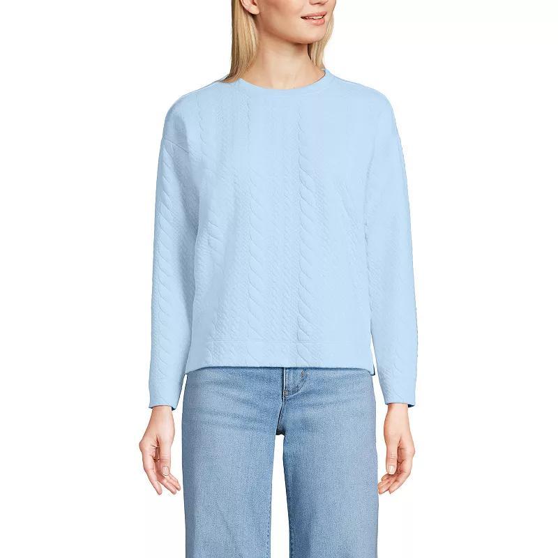 Womens Lands End Quilted Cable Sweatshirt Product Image