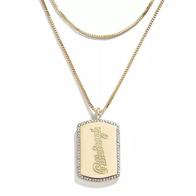 WEAR by Erin Andrews x Baublebar Pittsburgh Pirates Dog Tag Necklace, Womens, Gold Product Image