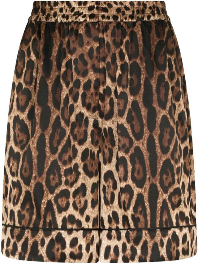 DOLCE & GABBANA Leopard-print Silk-twill Shorts In Animal Print Product Image