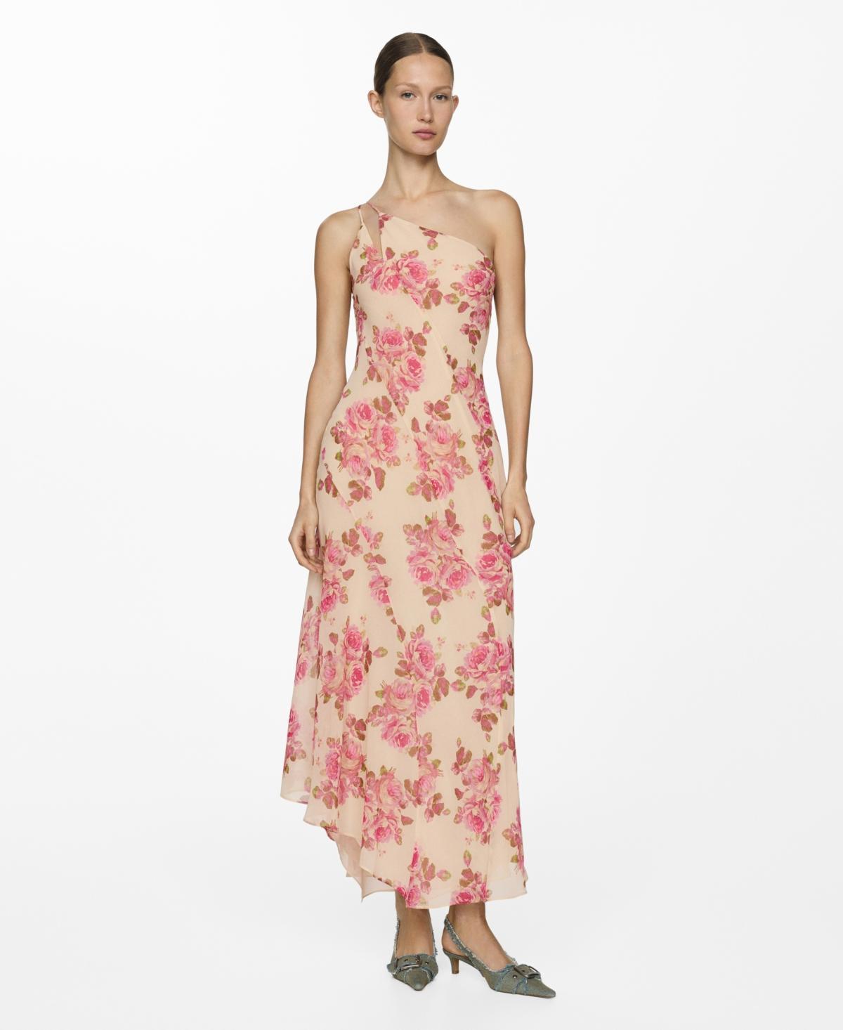 Mango Womens Asymmetrical Floral Dress product image